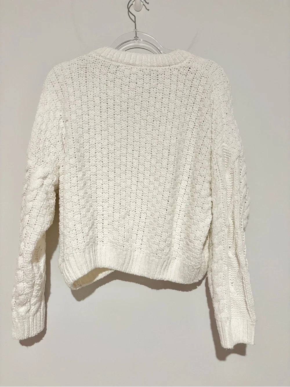 Altar’d State Cozy Cropped Cable Knit Sweater Cream size medium - Picture 2 of 5